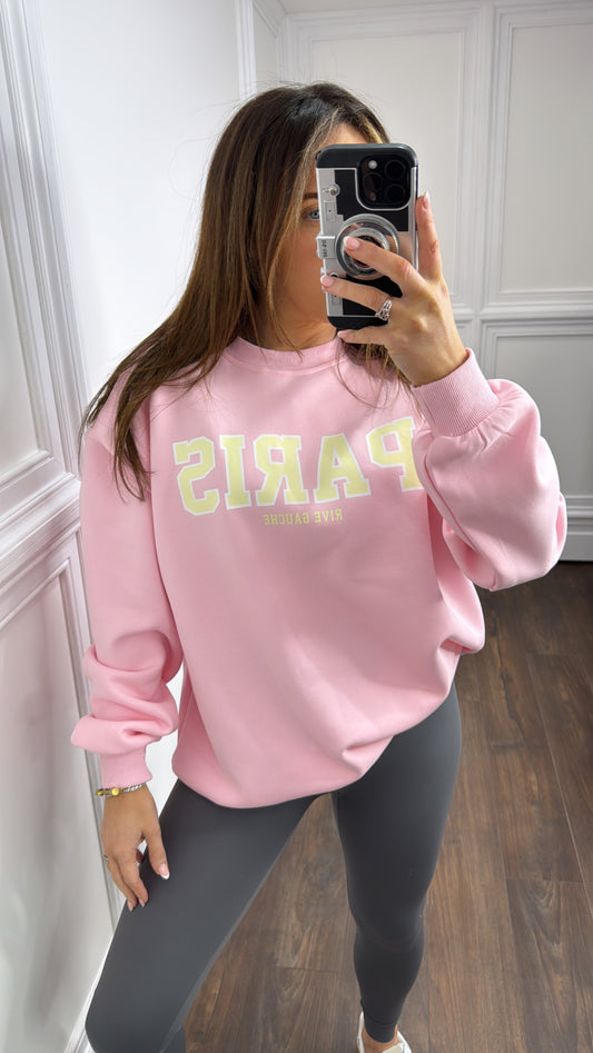 PERRIE pink paris slogan sweatshirt