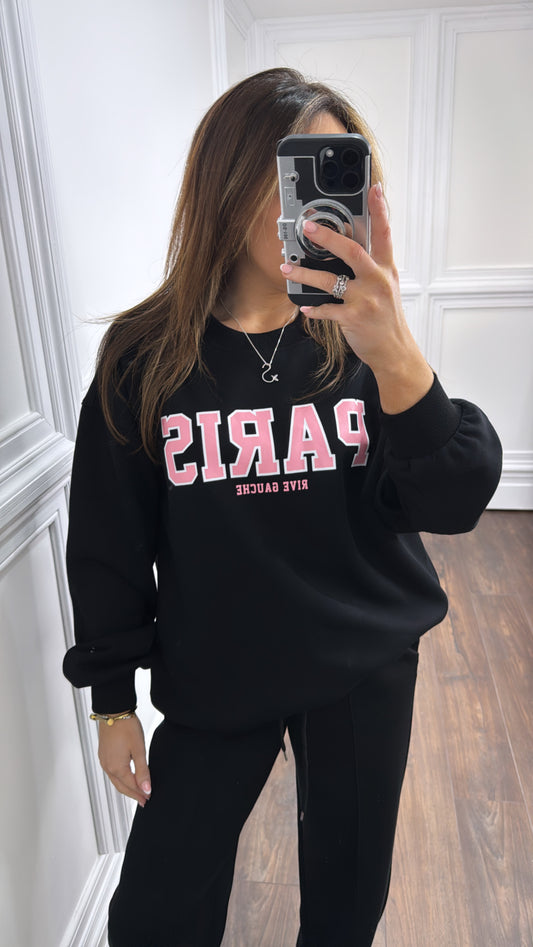 PERRIE black paris slogan sweatshirt