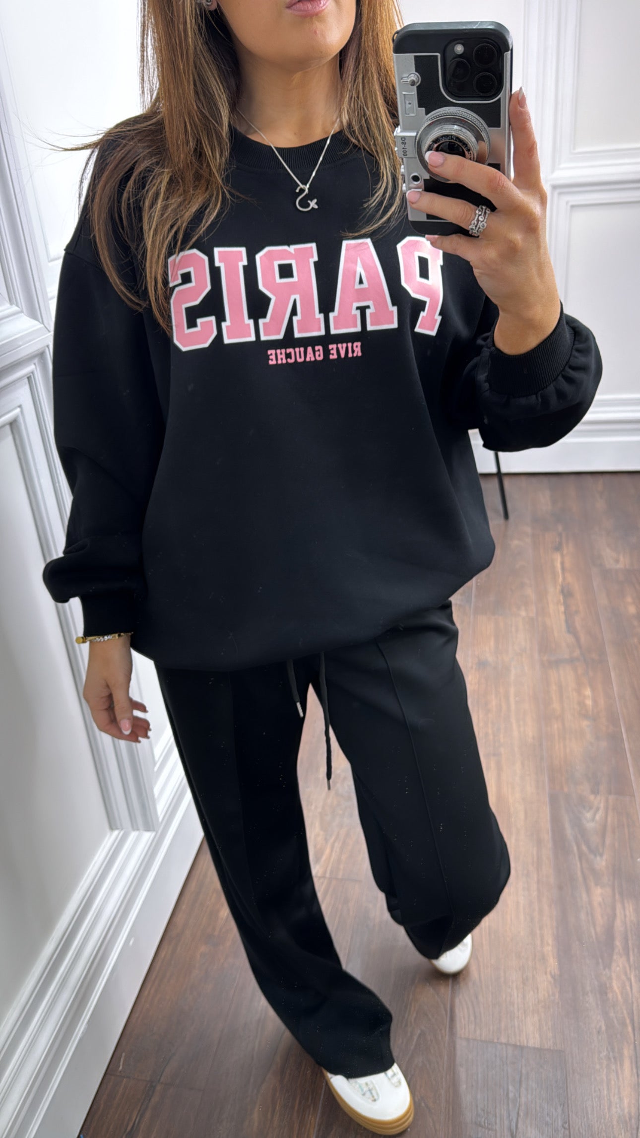 PERRIE black paris slogan sweatshirt