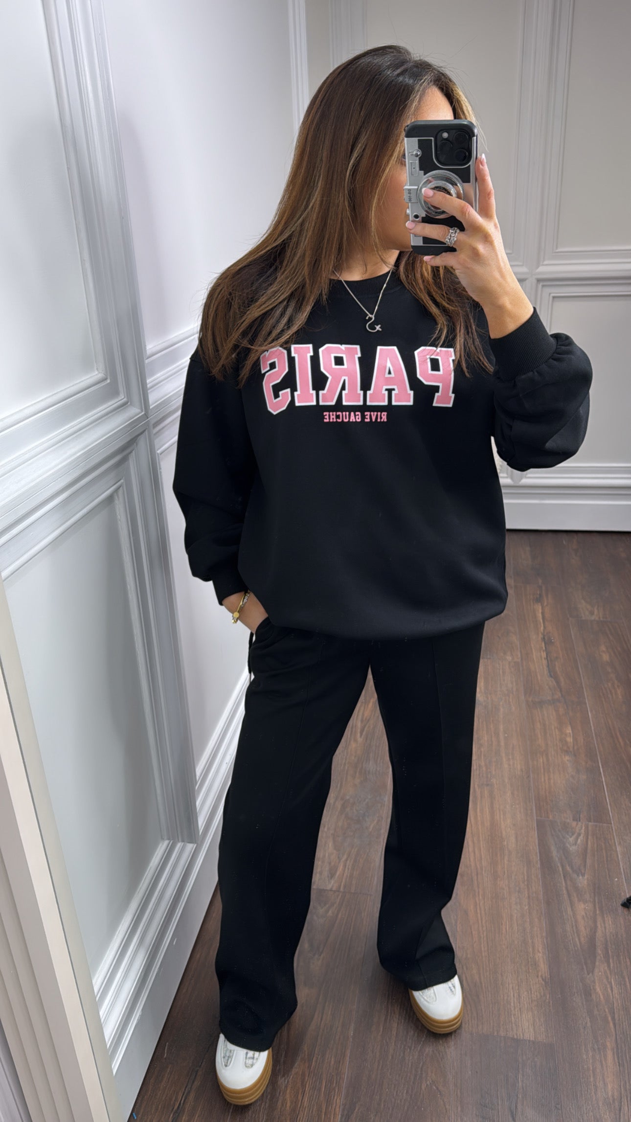 PERRIE black paris slogan sweatshirt