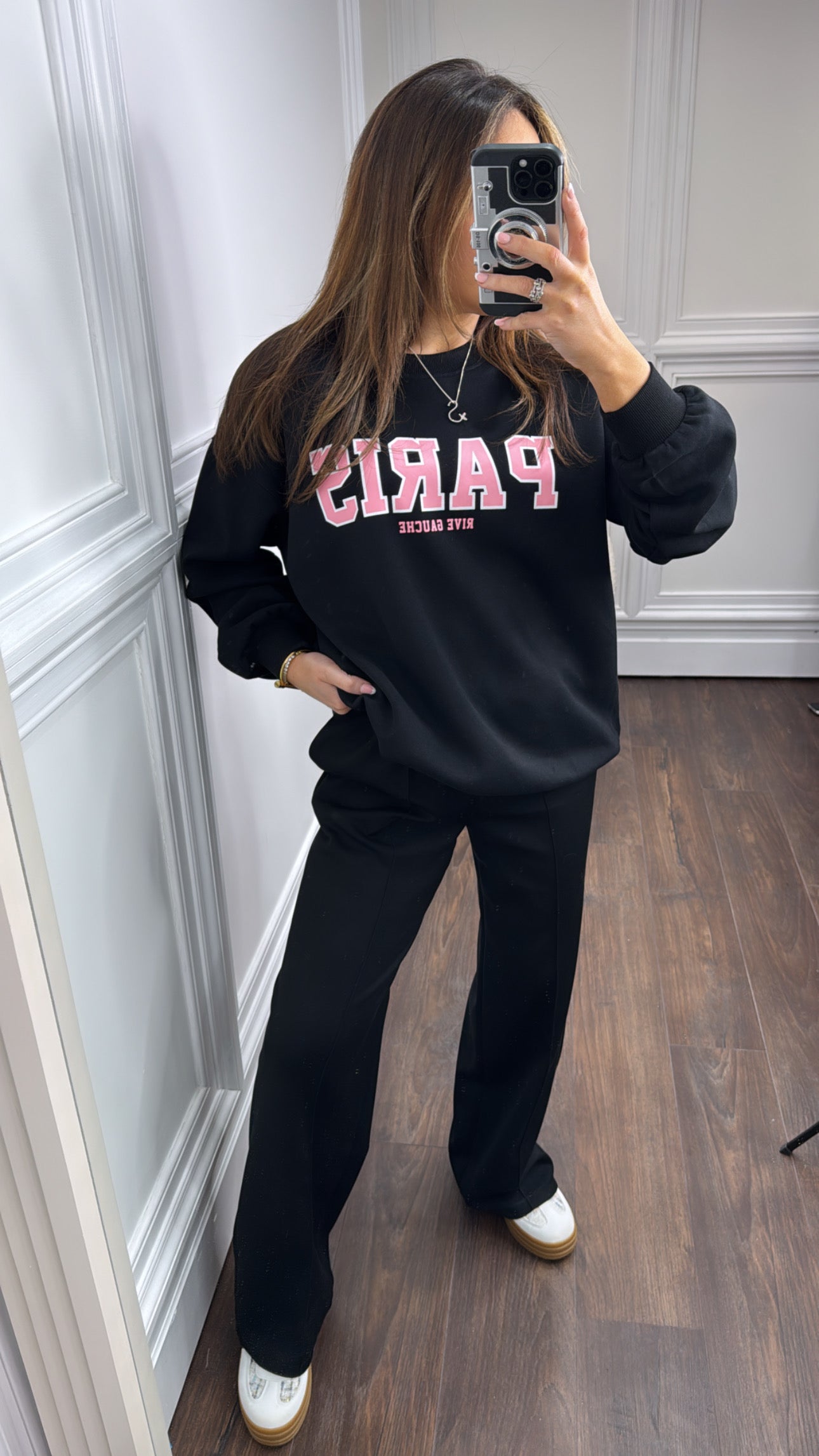 PERRIE black paris slogan sweatshirt