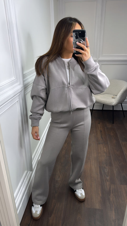 ELLEN dove grey bomber jacket and trouser lounge set