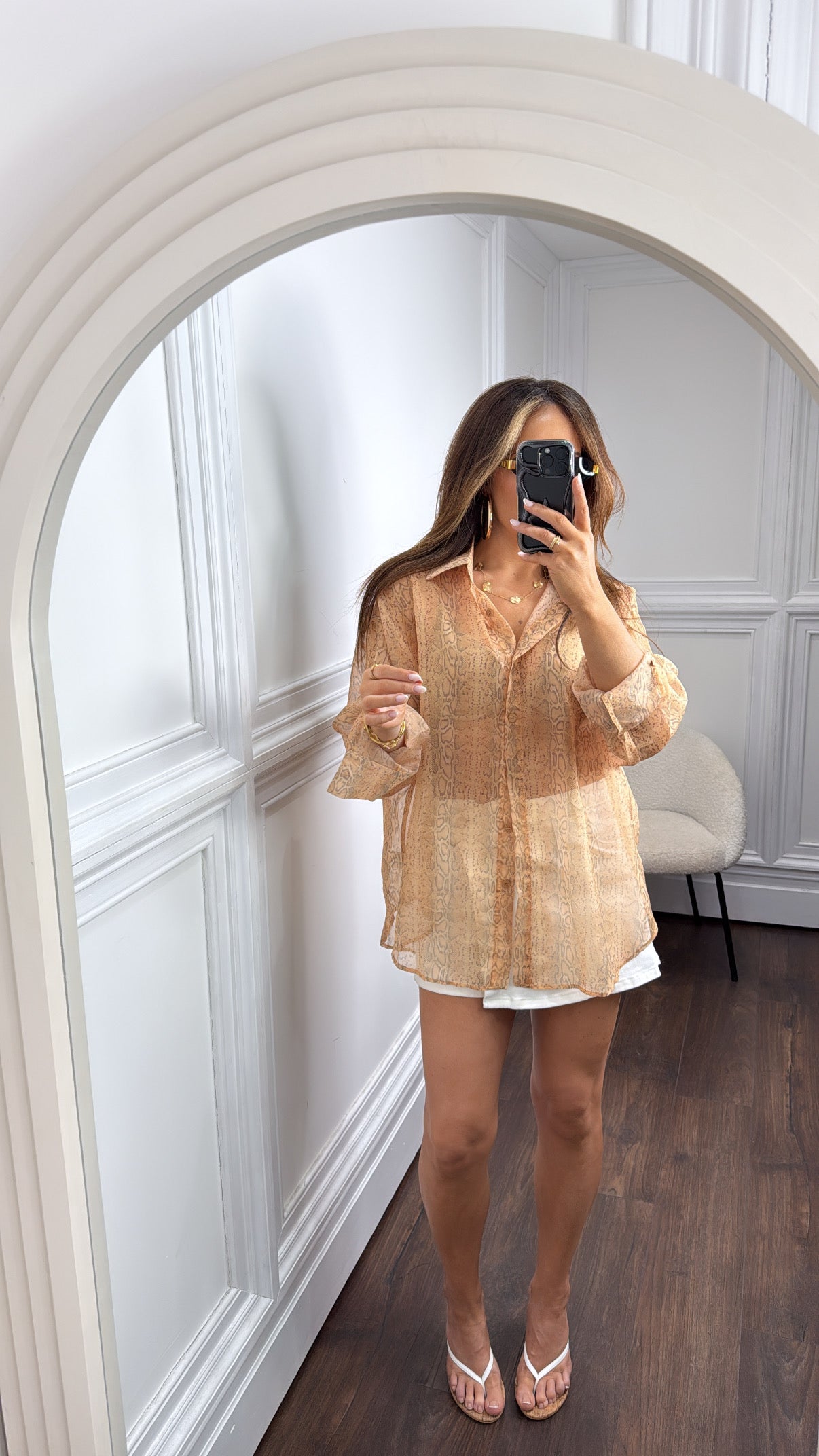 SUZANNE snake print sheer blouse