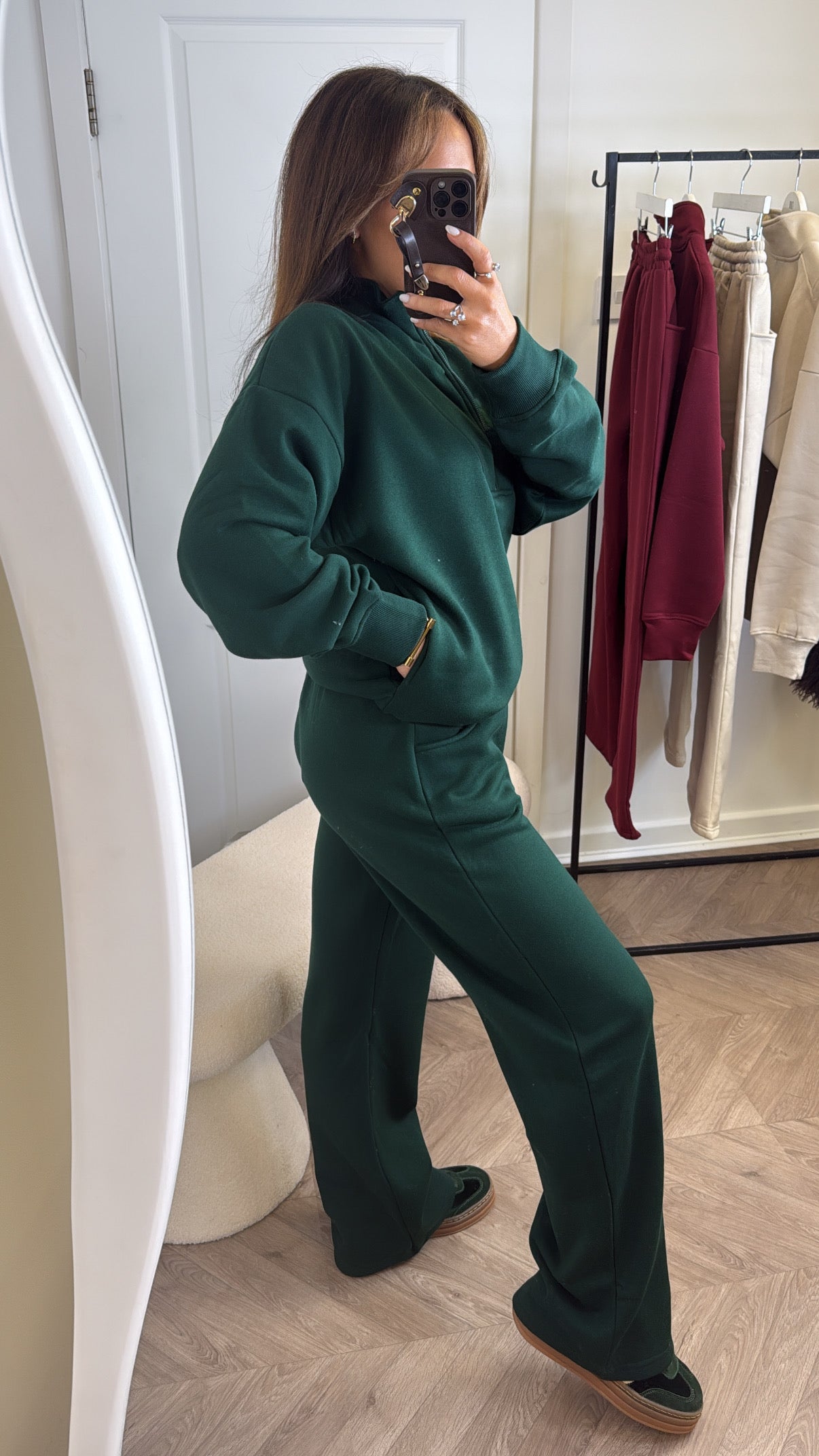 MAYA forest green half zip sweatshirt and joggers tracksuit