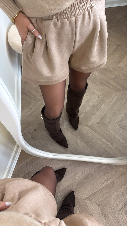 JESSICA beige faux suede boxer