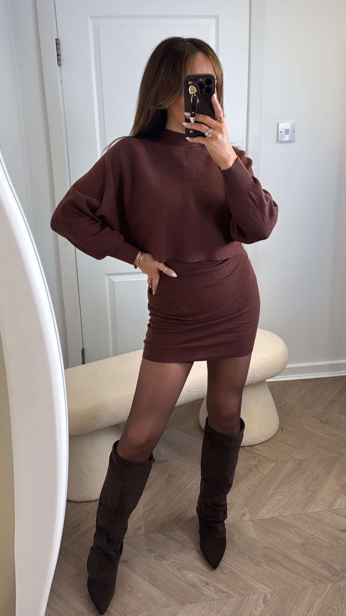 EVA brown 2 layer jumper dress