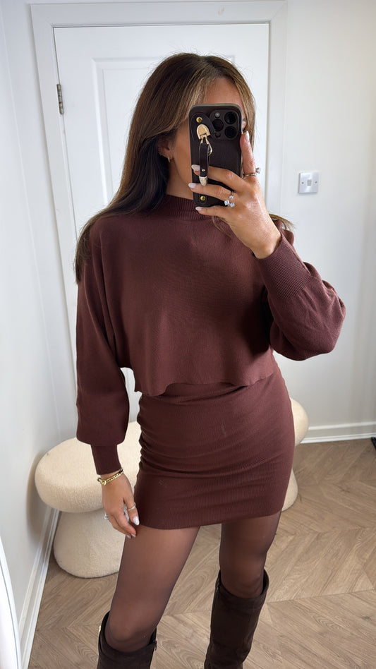 EVA brown 2 layer jumper dress