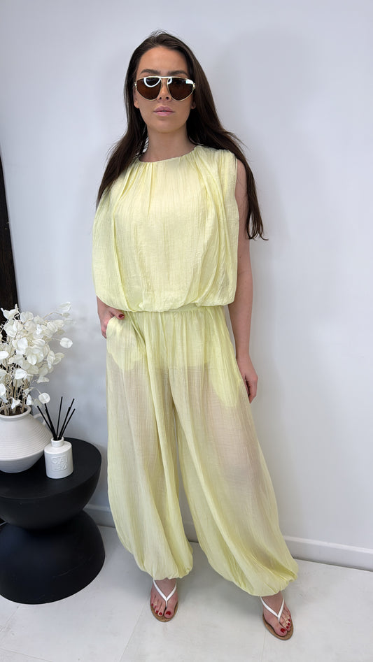 LILLY lemon crepe balloon trousers co-ord