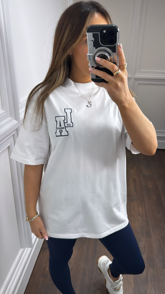 LOS ANGELES white LA logo oversized t-shirt