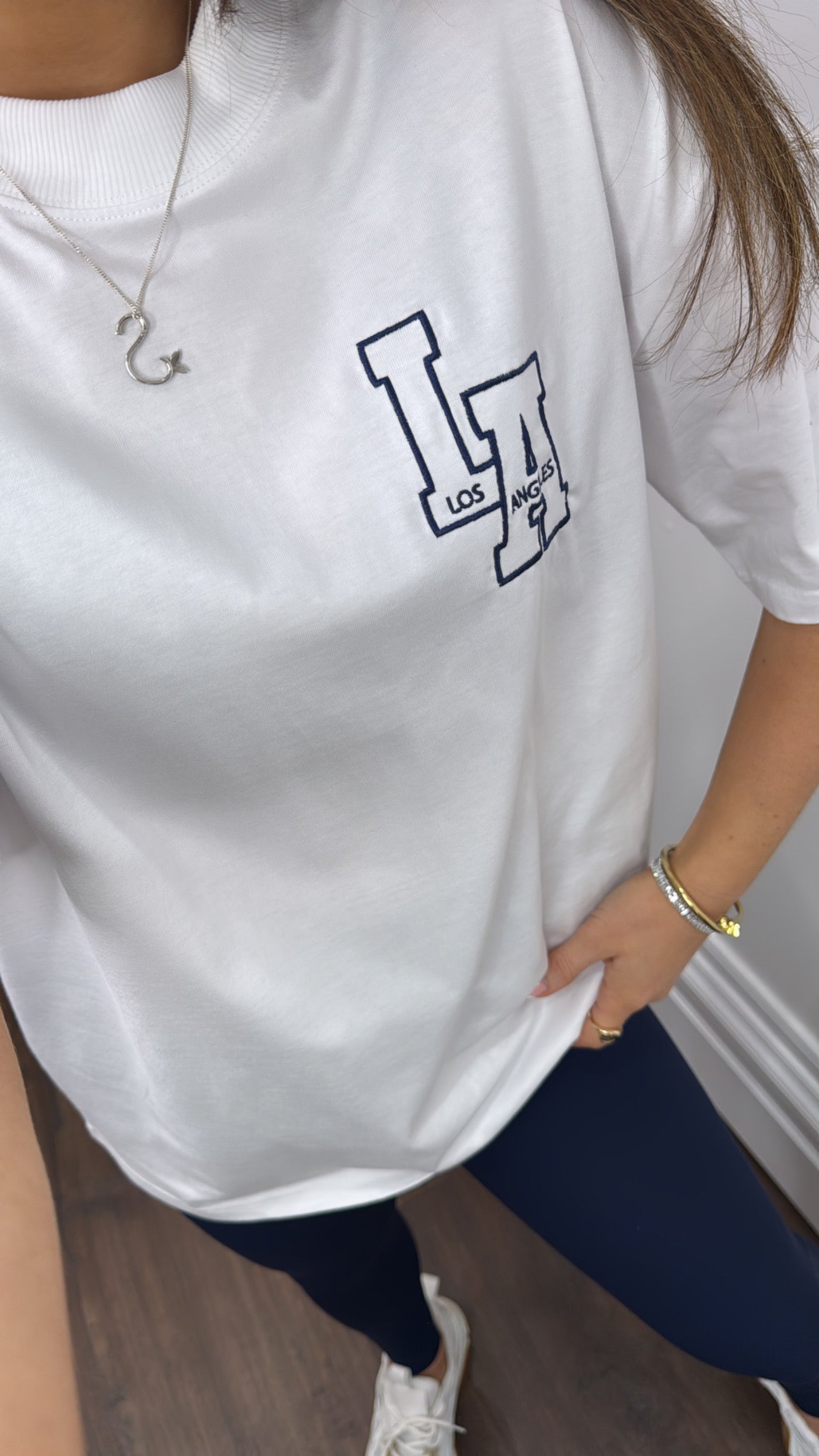 LOS ANGELES white LA logo oversized t-shirt