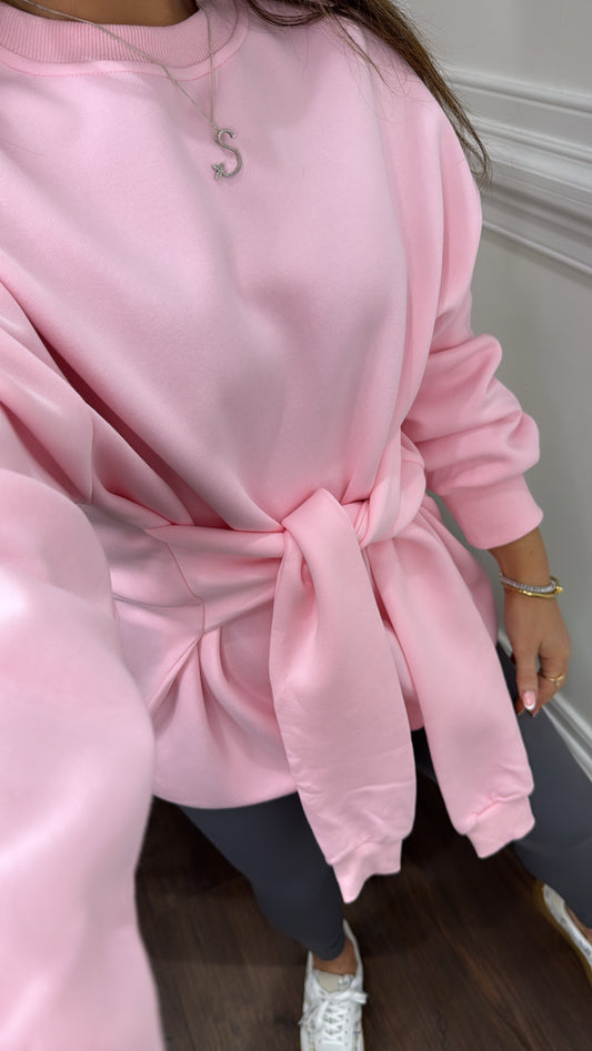 TAMMY pink tie sleeve sweatshirt