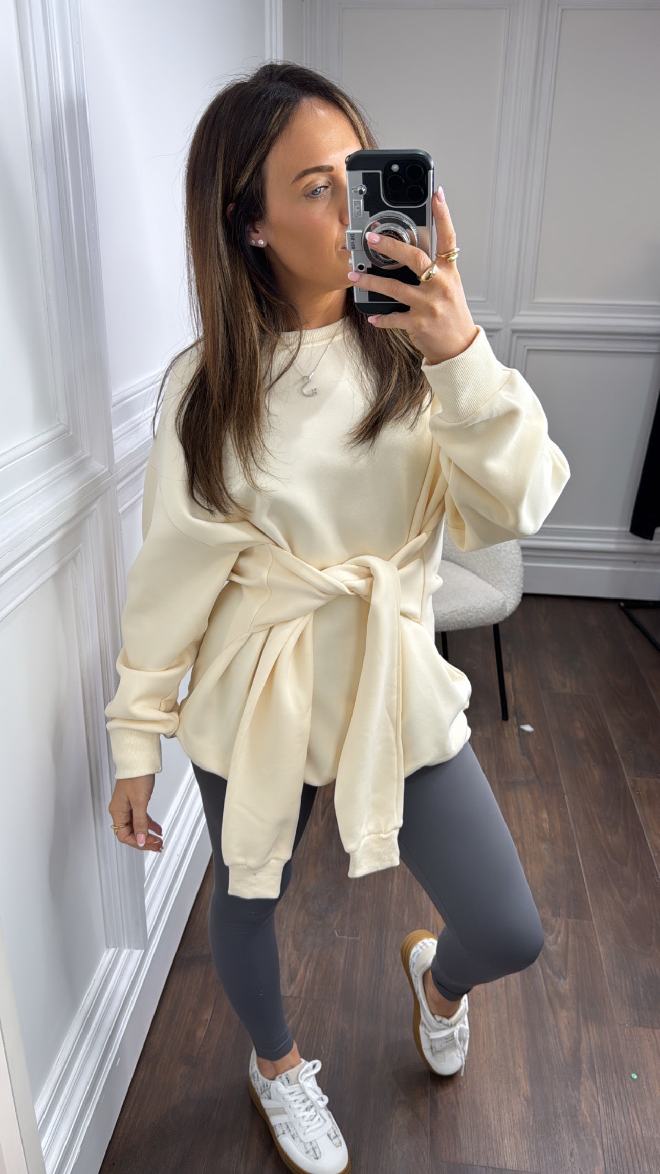 TAMMY cream tie sleeve sweatshirt