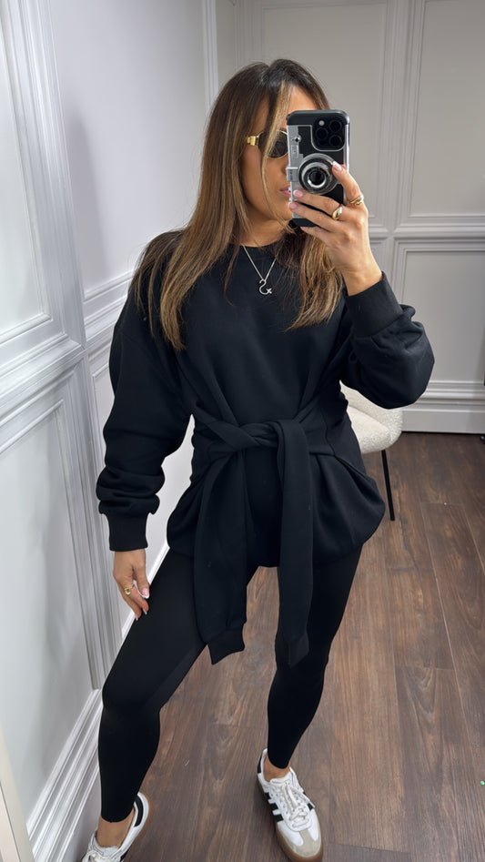 TAMMY black tie sleeve sweatshirt