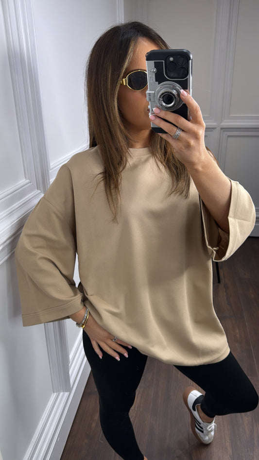 ISLA beige plain t-shirt