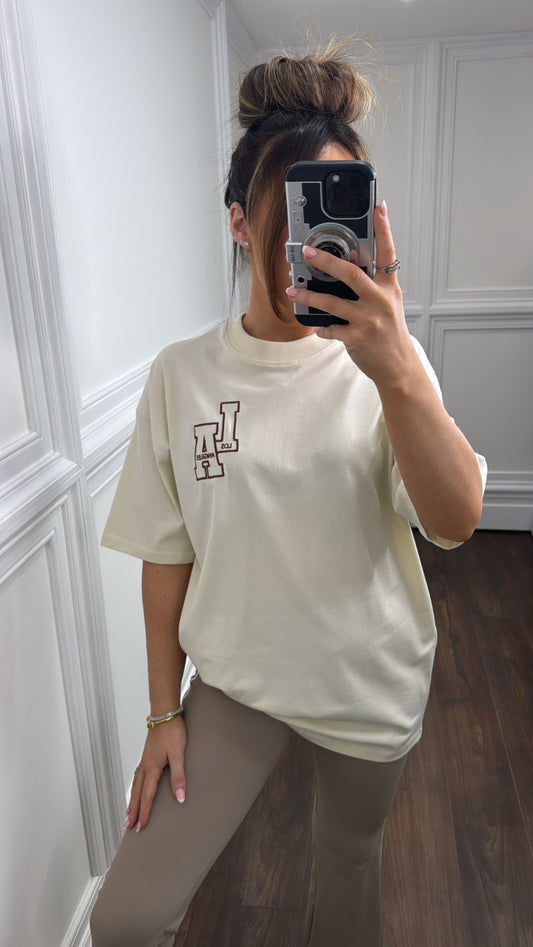 LOS ANGELES cream LA logo oversized t-shirt