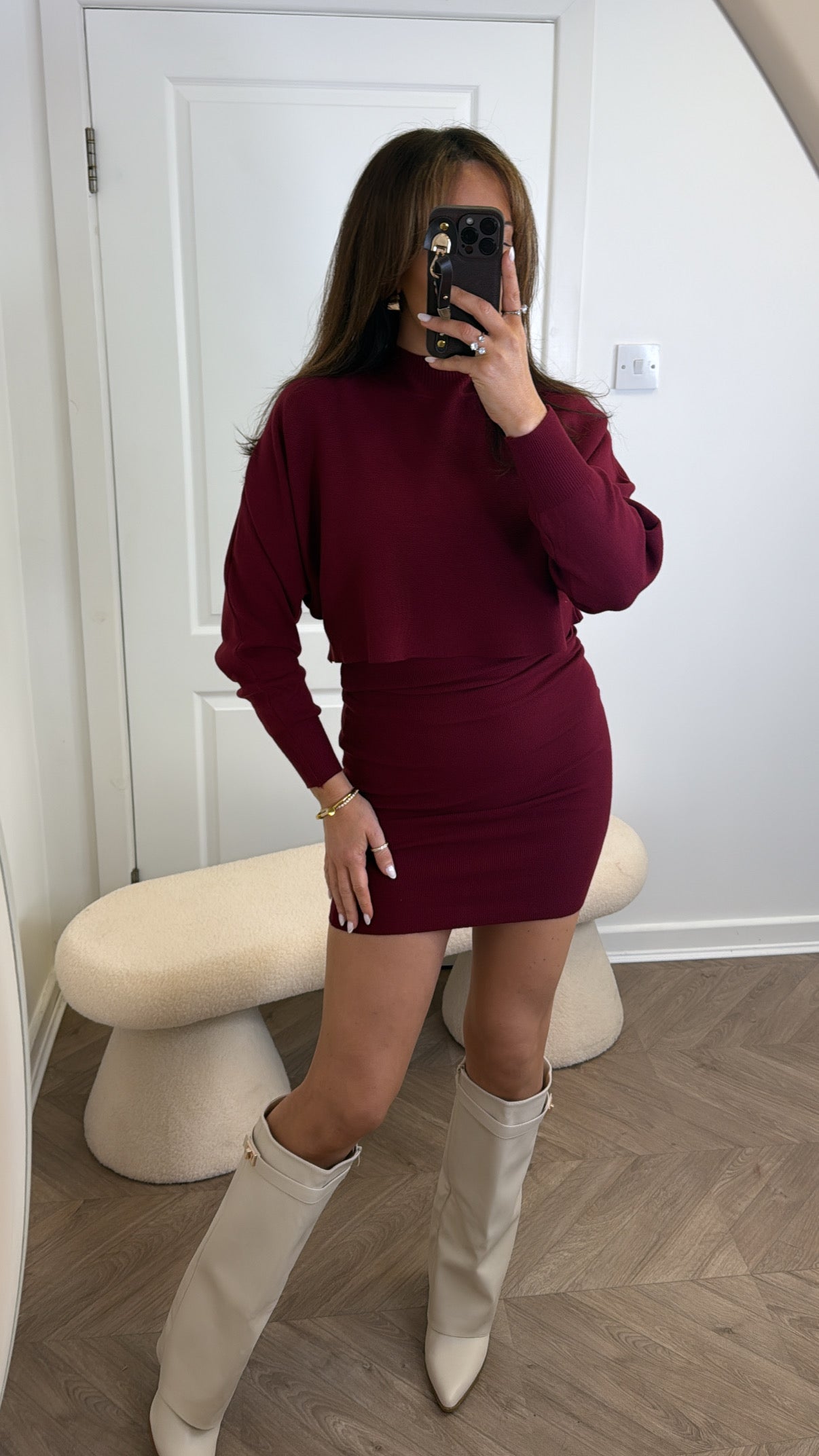 EVA burgundy 2 layer jumper dress