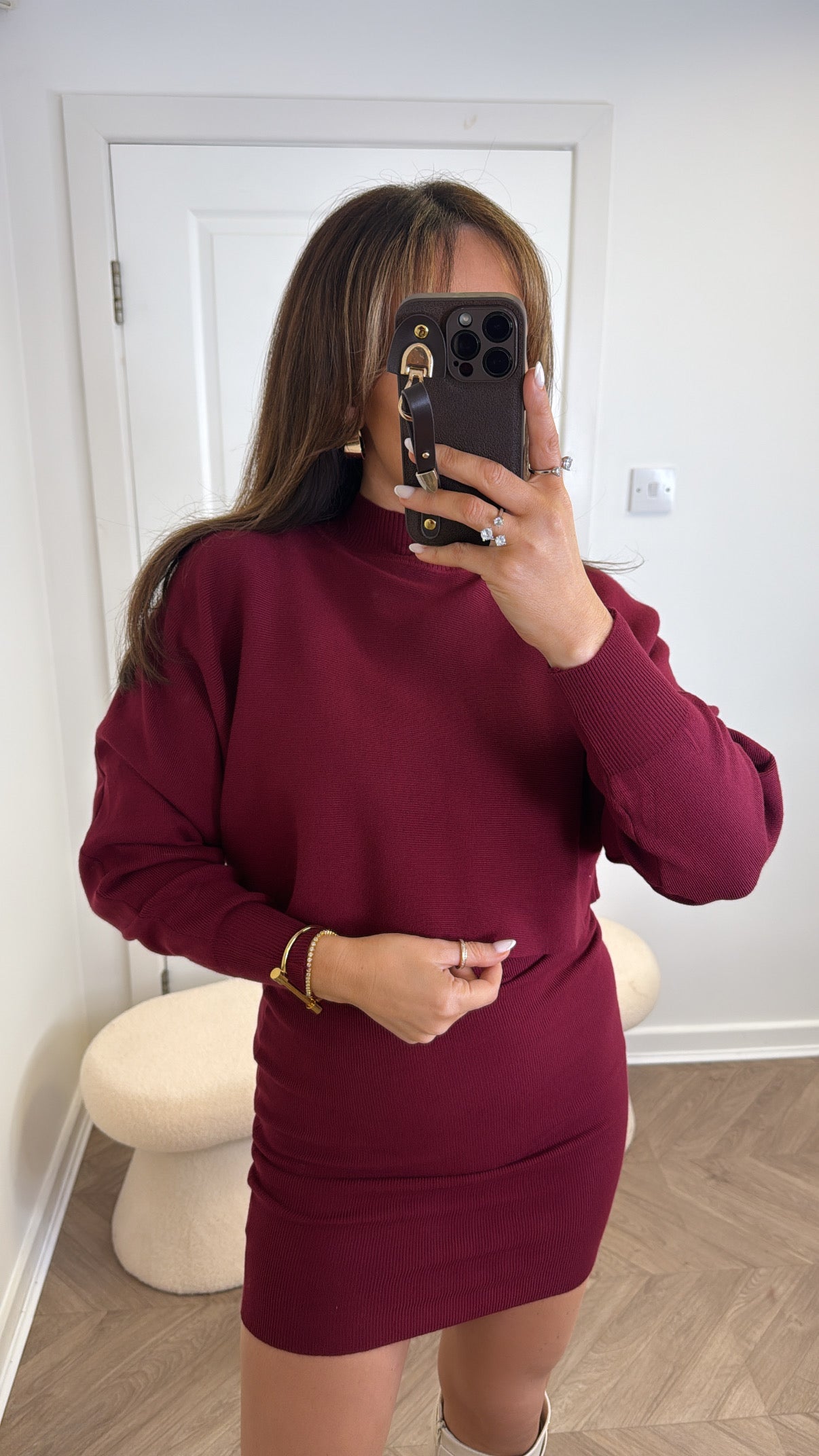 EVA burgundy 2 layer jumper dress