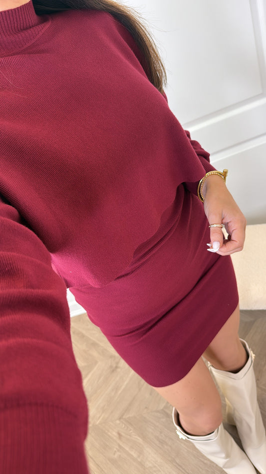 EVA burgundy 2 layer jumper dress