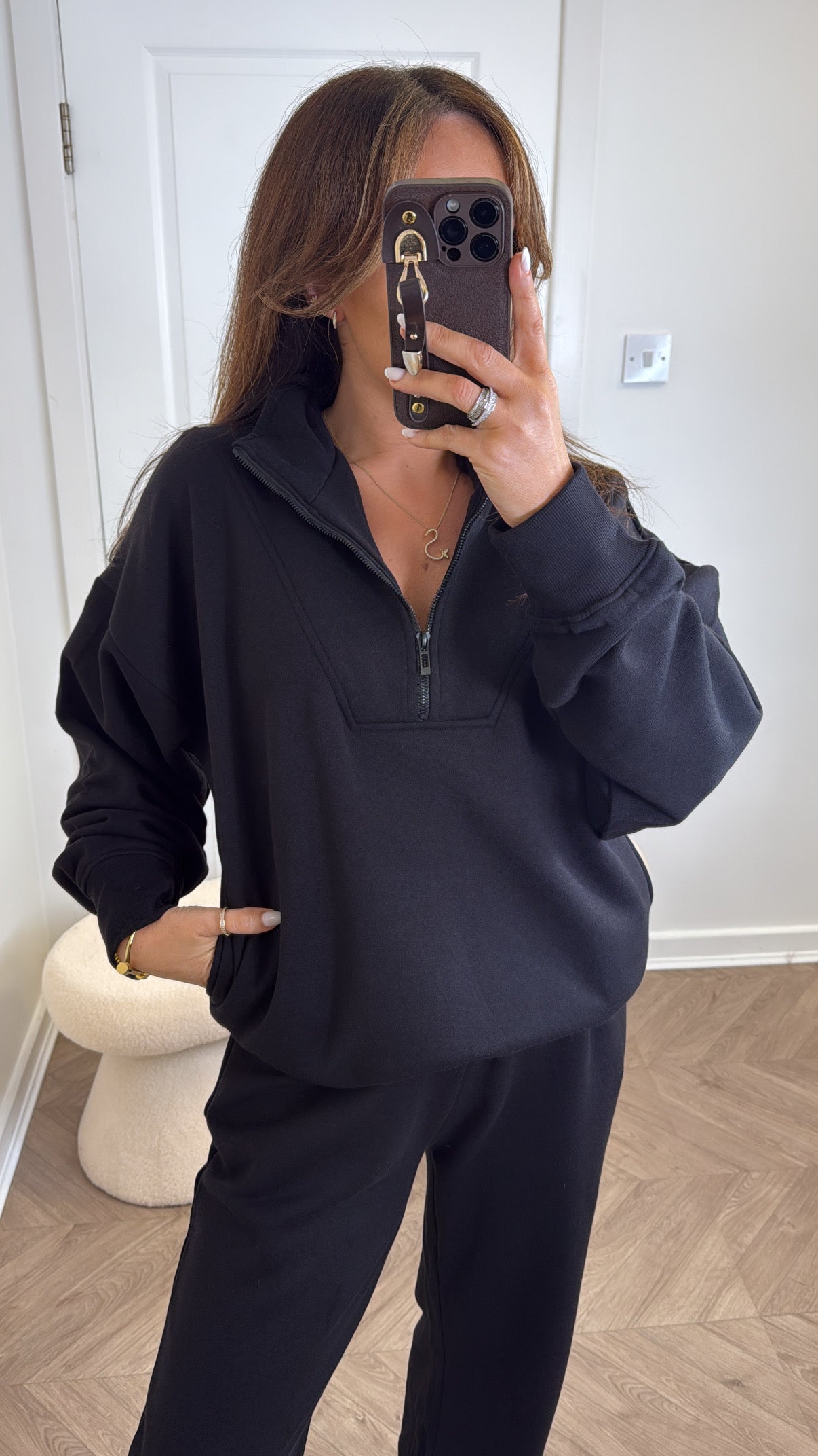 MAYA black half zip sweatshirt and joggers tracksuit