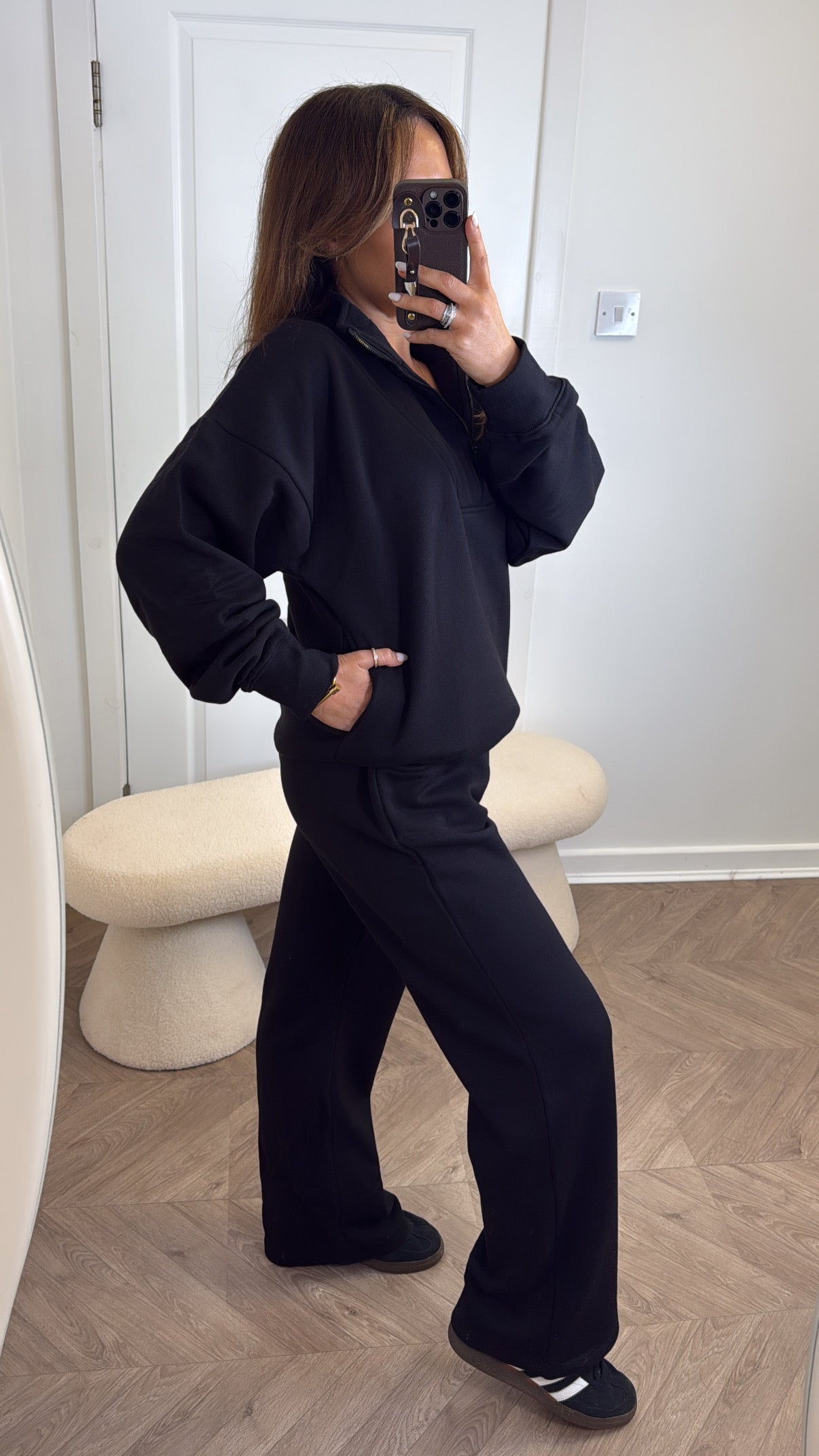MAYA black half zip sweatshirt and joggers tracksuit