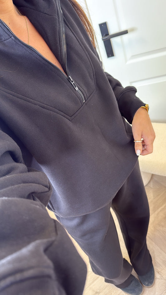 MAYA black half zip sweatshirt and joggers tracksuit