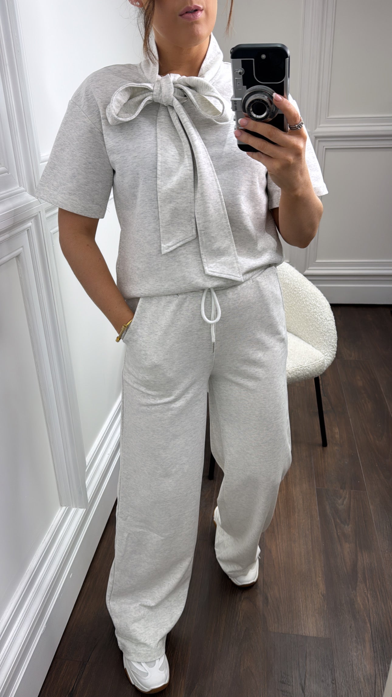 ELSIE grey neck tie top and joggers tracksuit