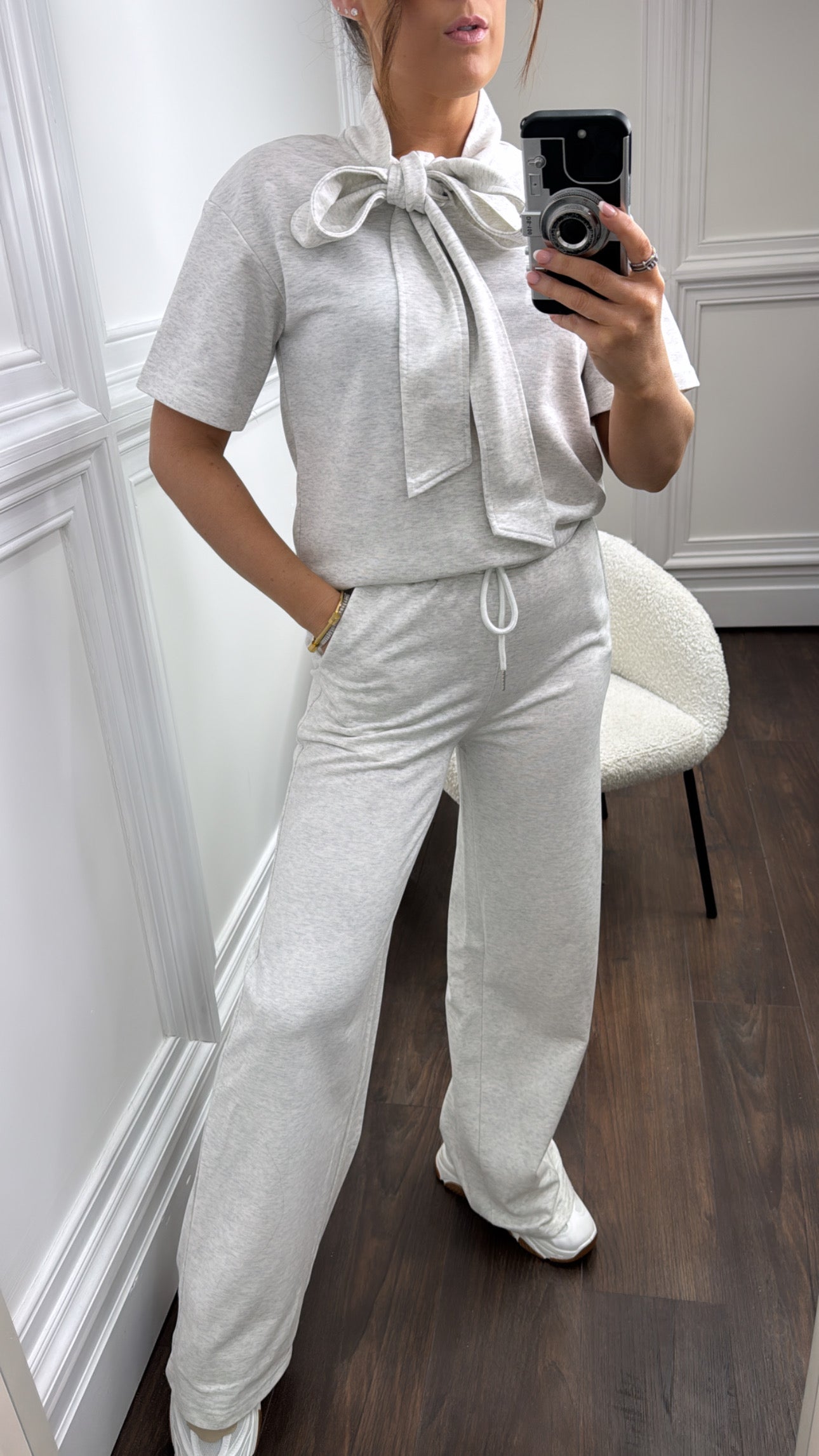 ELSIE grey neck tie top and joggers tracksuit