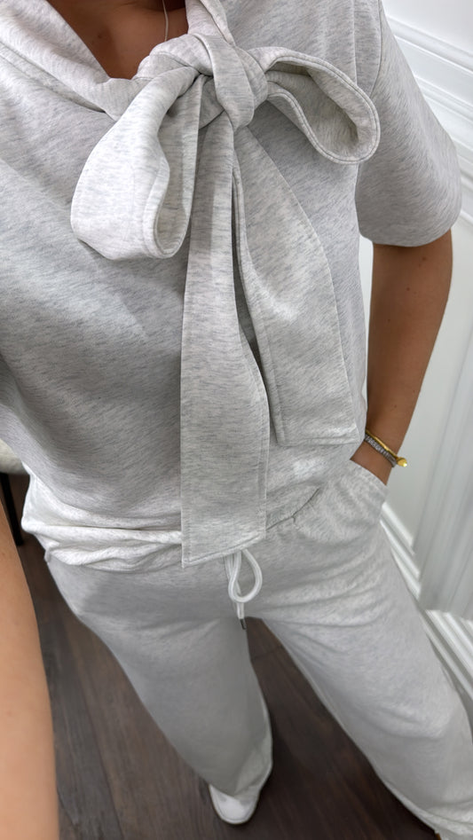 ELSIE grey neck tie top and joggers tracksuit