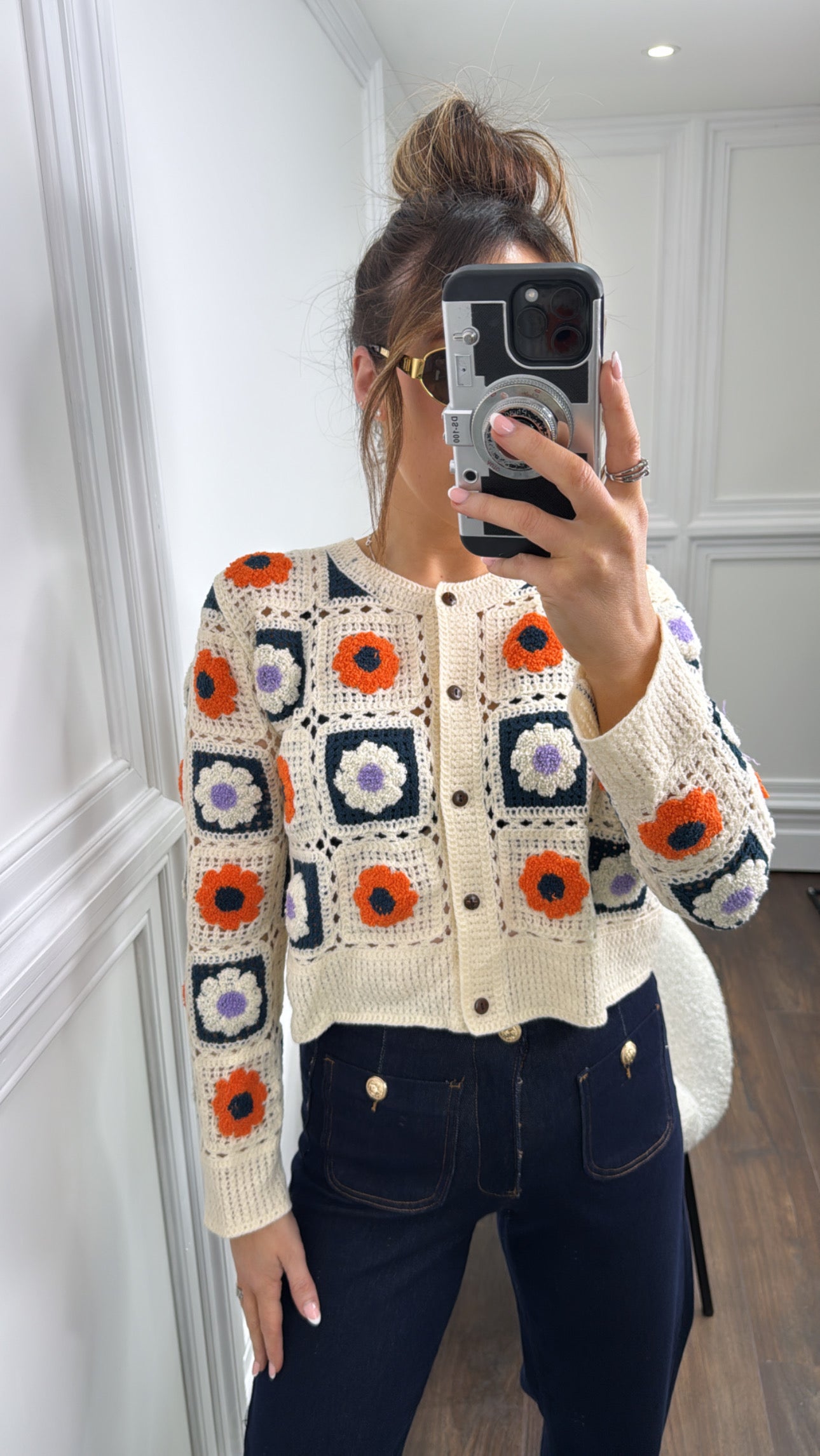 SERENITY cream multicolour crochet cardigan