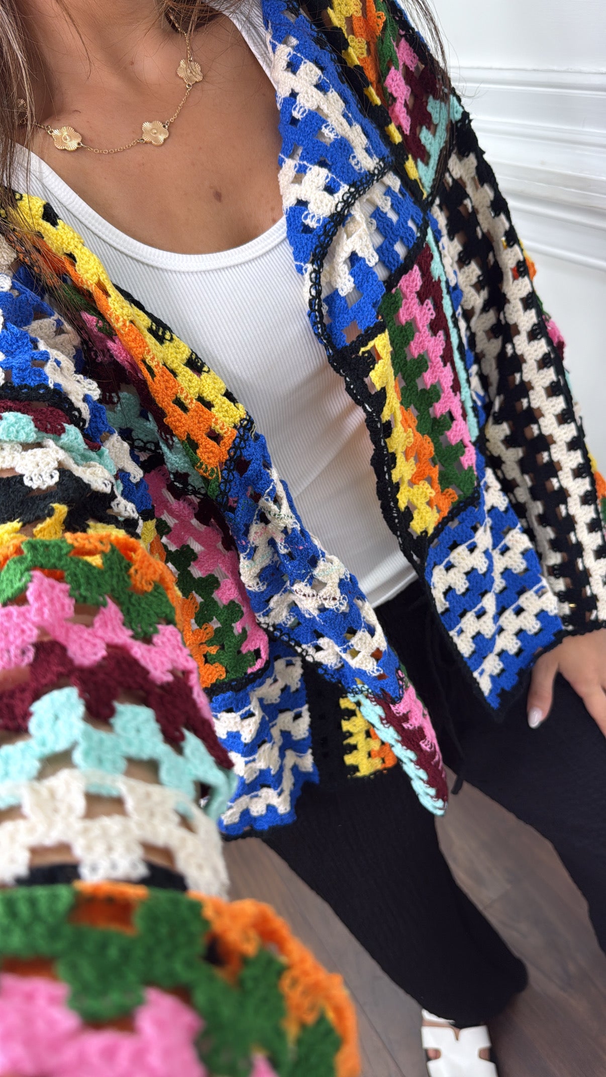 JESSIE black colour crochet cardigan
