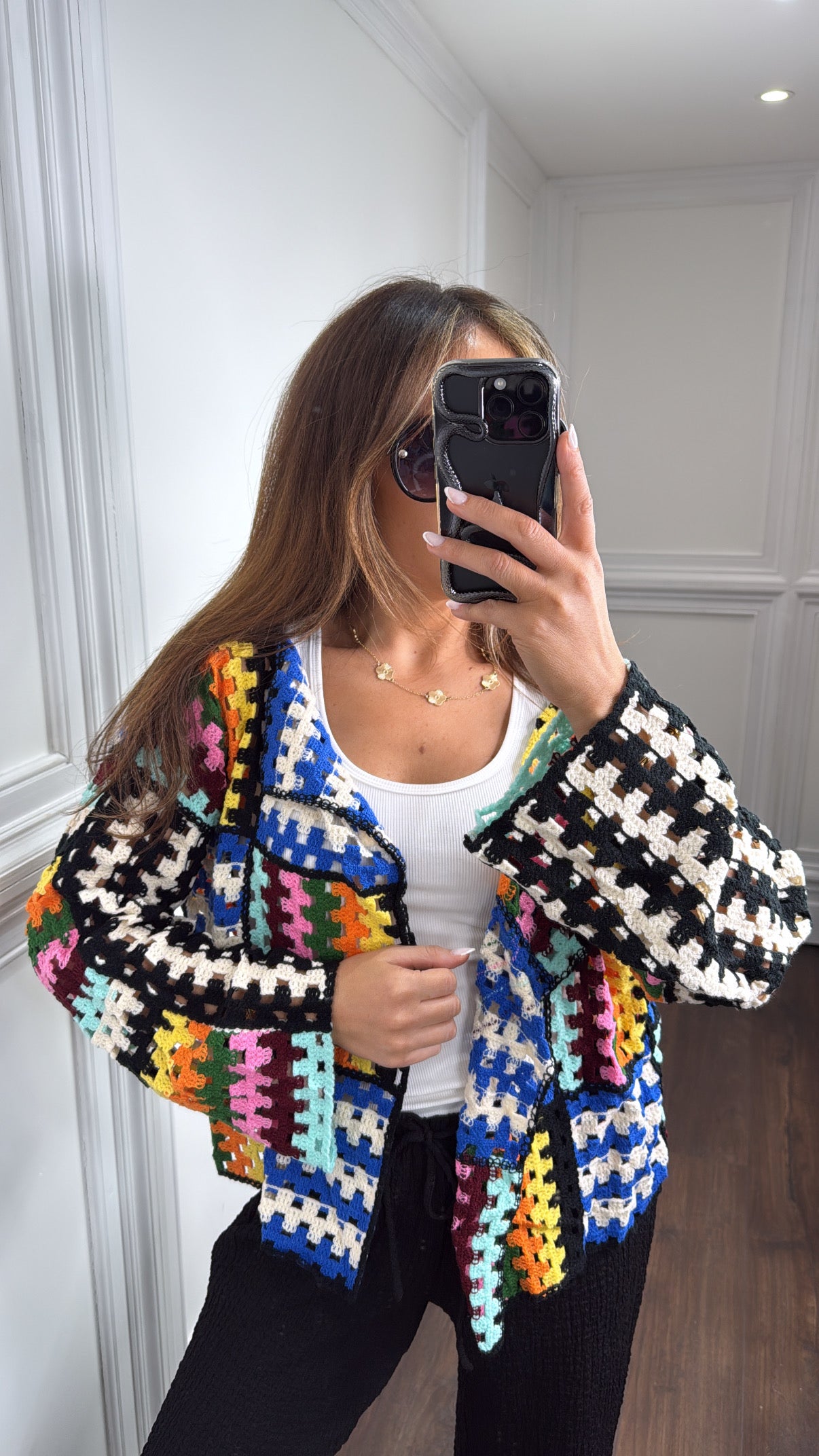 JESSIE black colour crochet cardigan