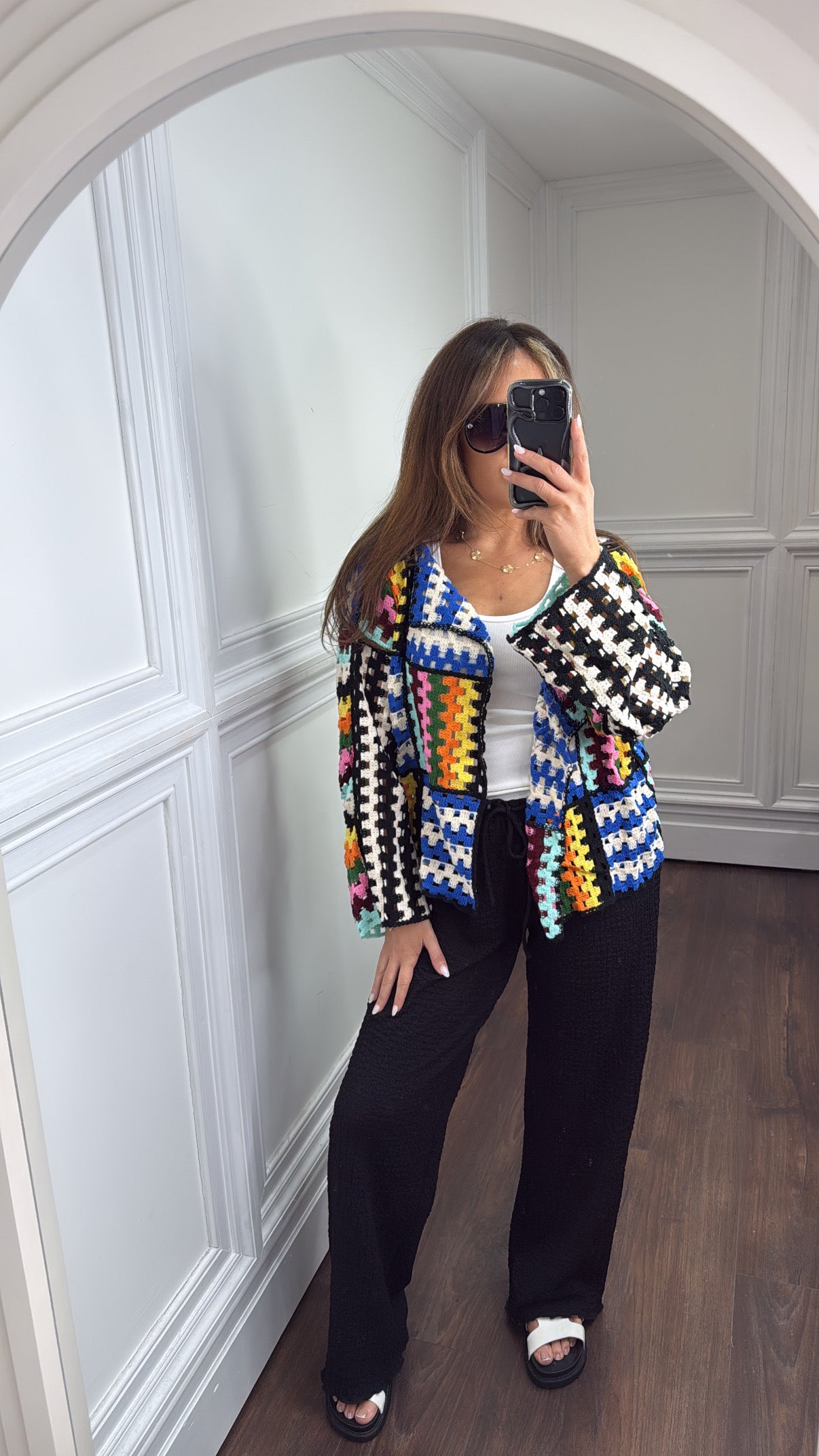 JESSIE black colour crochet cardigan