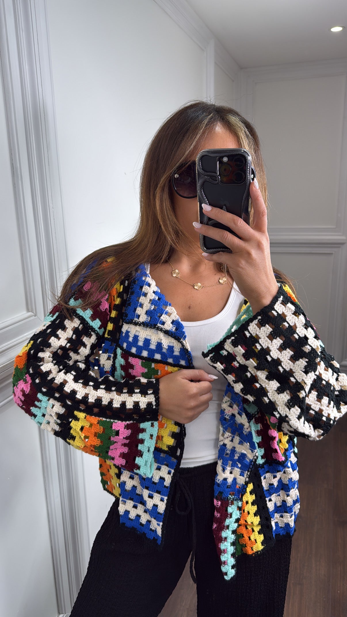JESSIE black colour crochet cardigan