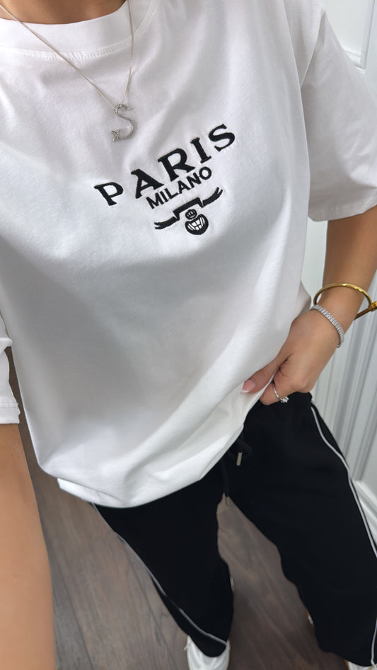 PARIS white milano tshirt