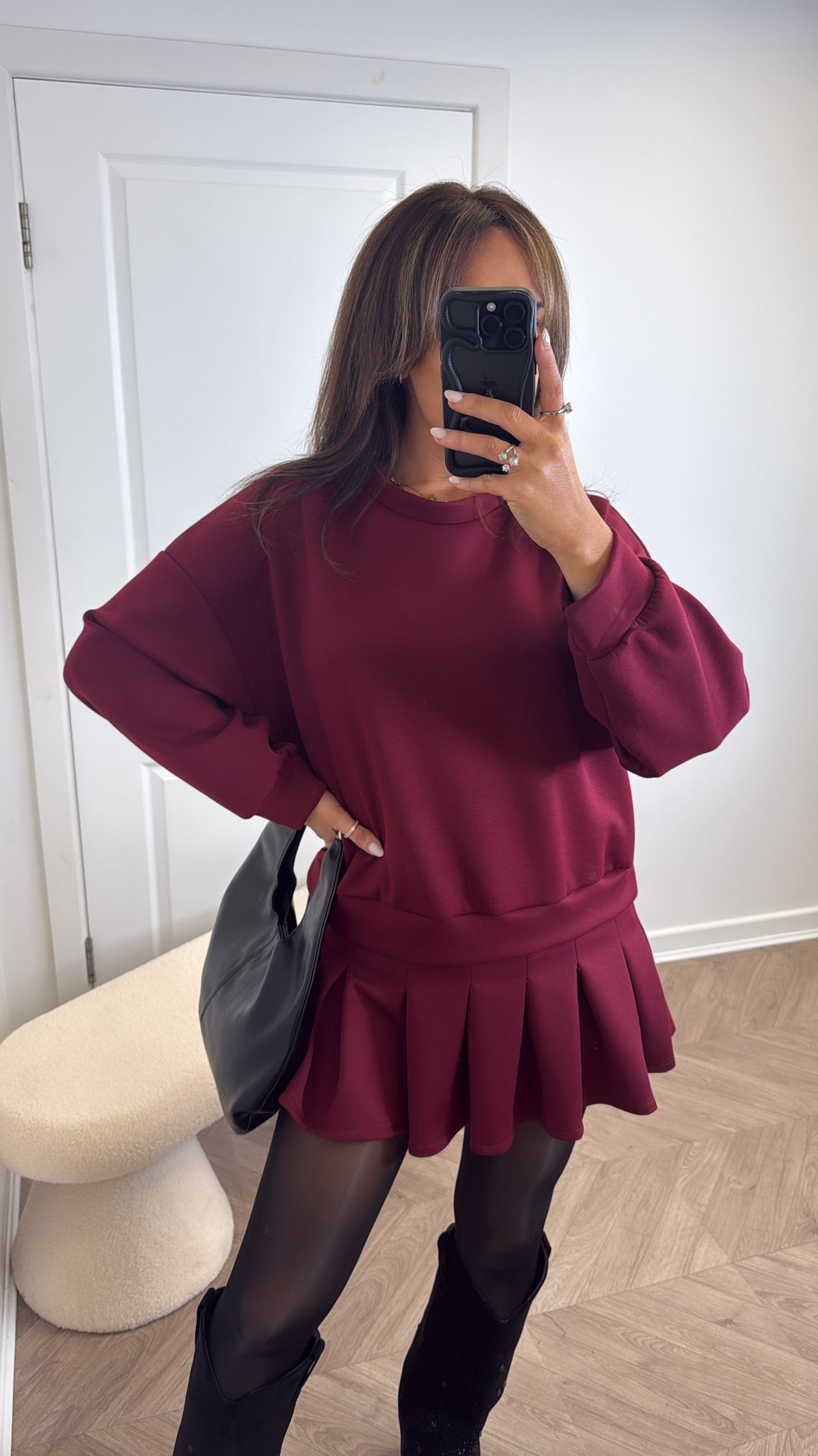 SARAH burgundy sweatshirt dress