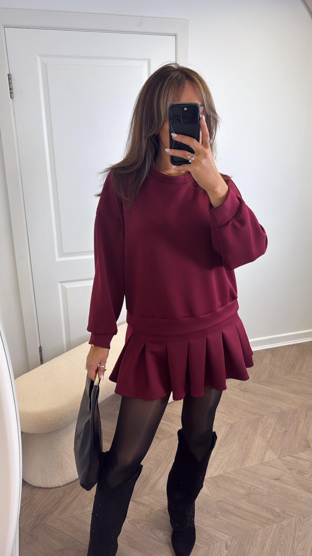 SARAH burgundy sweatshirt dress