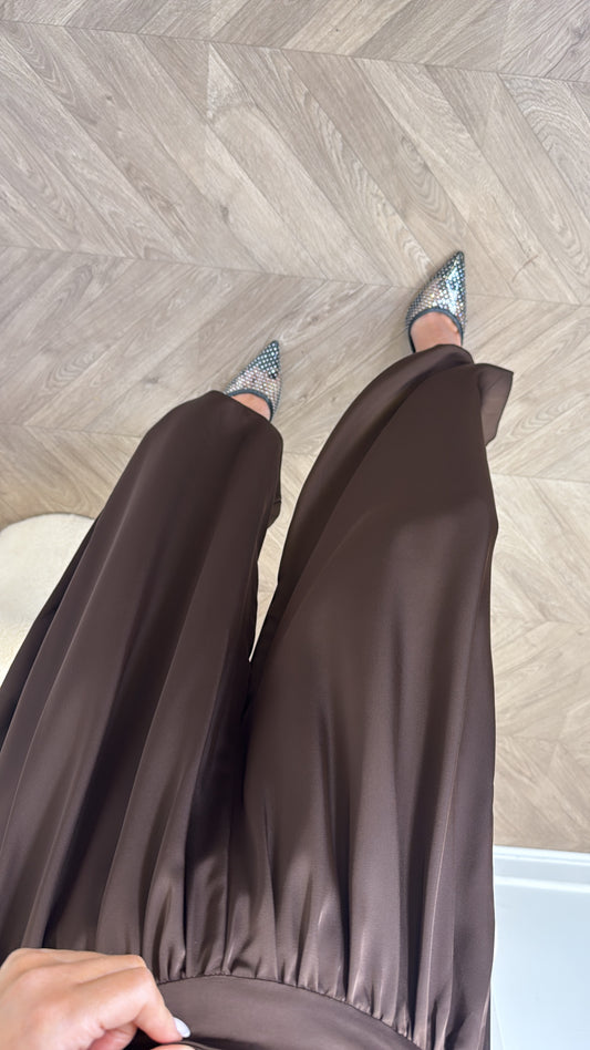 YASMINA brown silky ballon trousers