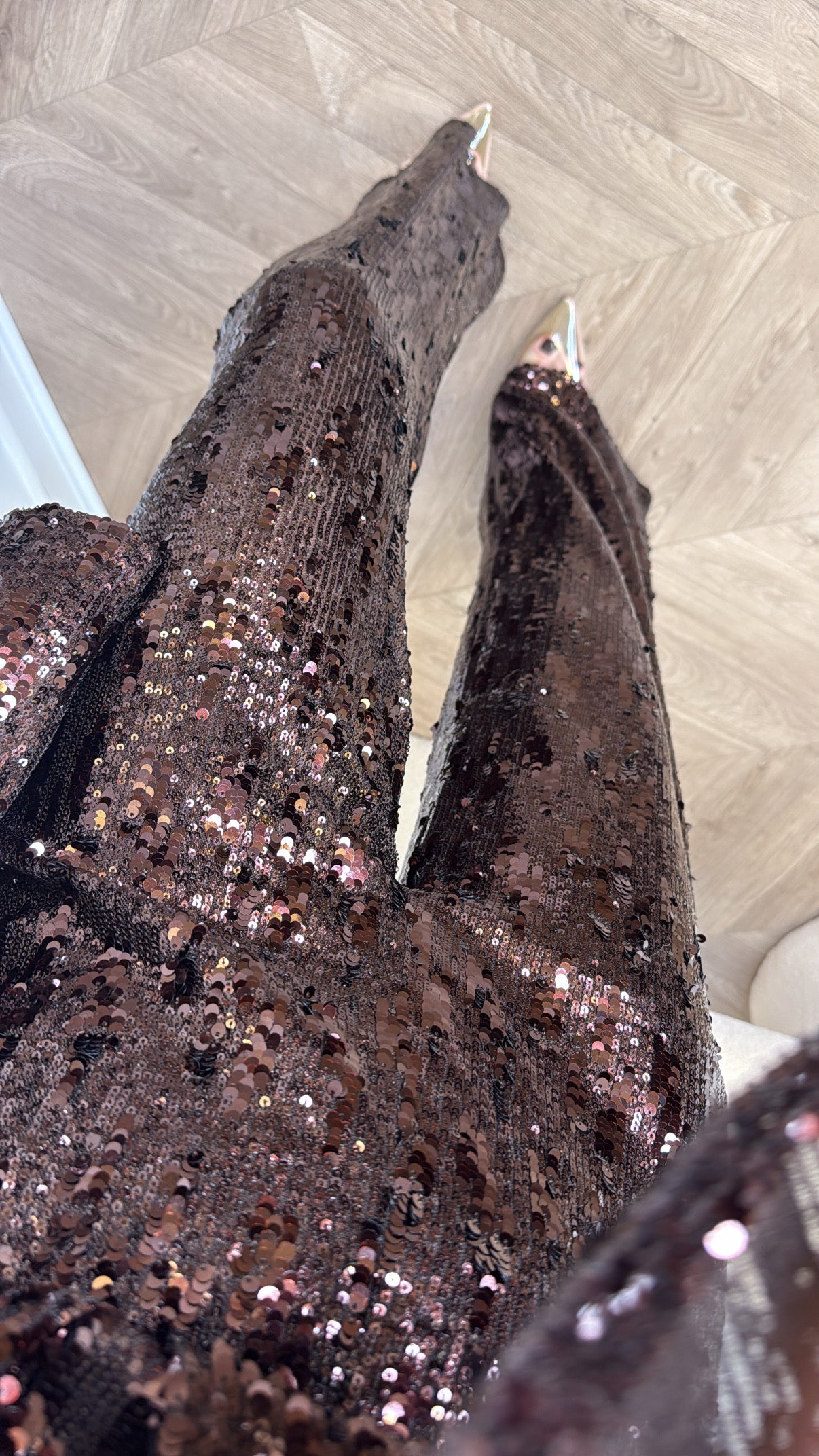 TIANA brown sequin trousers