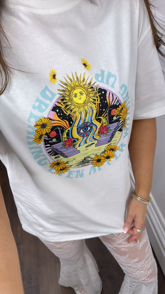 SUNSHINE white sun logo t-shirt