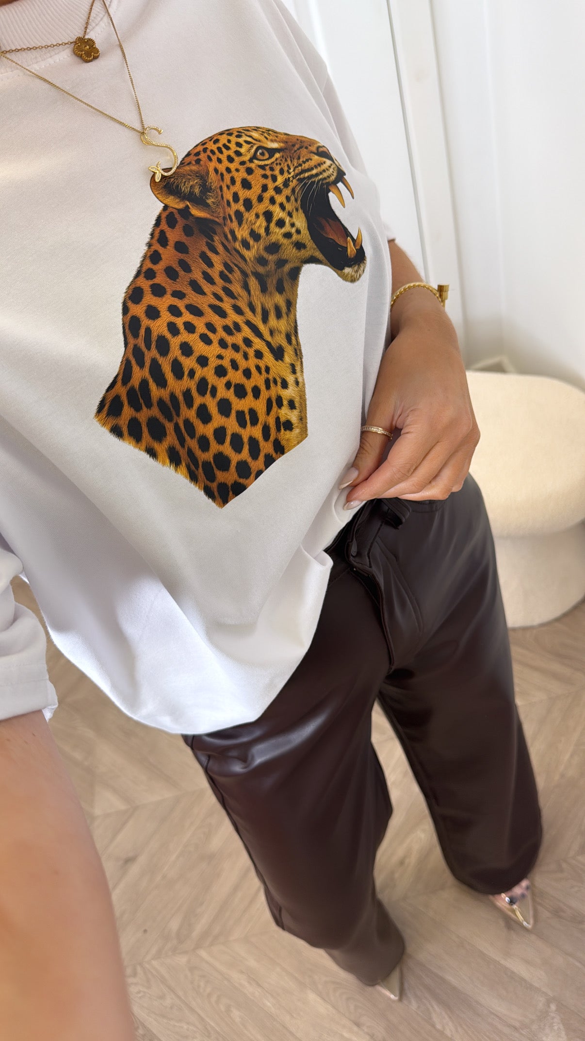 CHEETAH white graphic oversize t-shirt