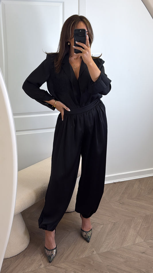 YASMINA black silky ballon trousers