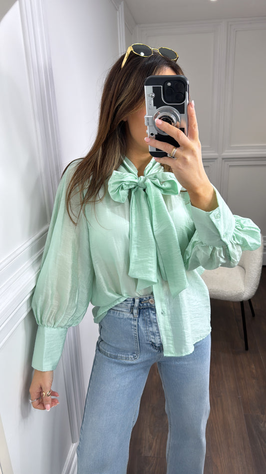 LUELLA mint tie detail blouse