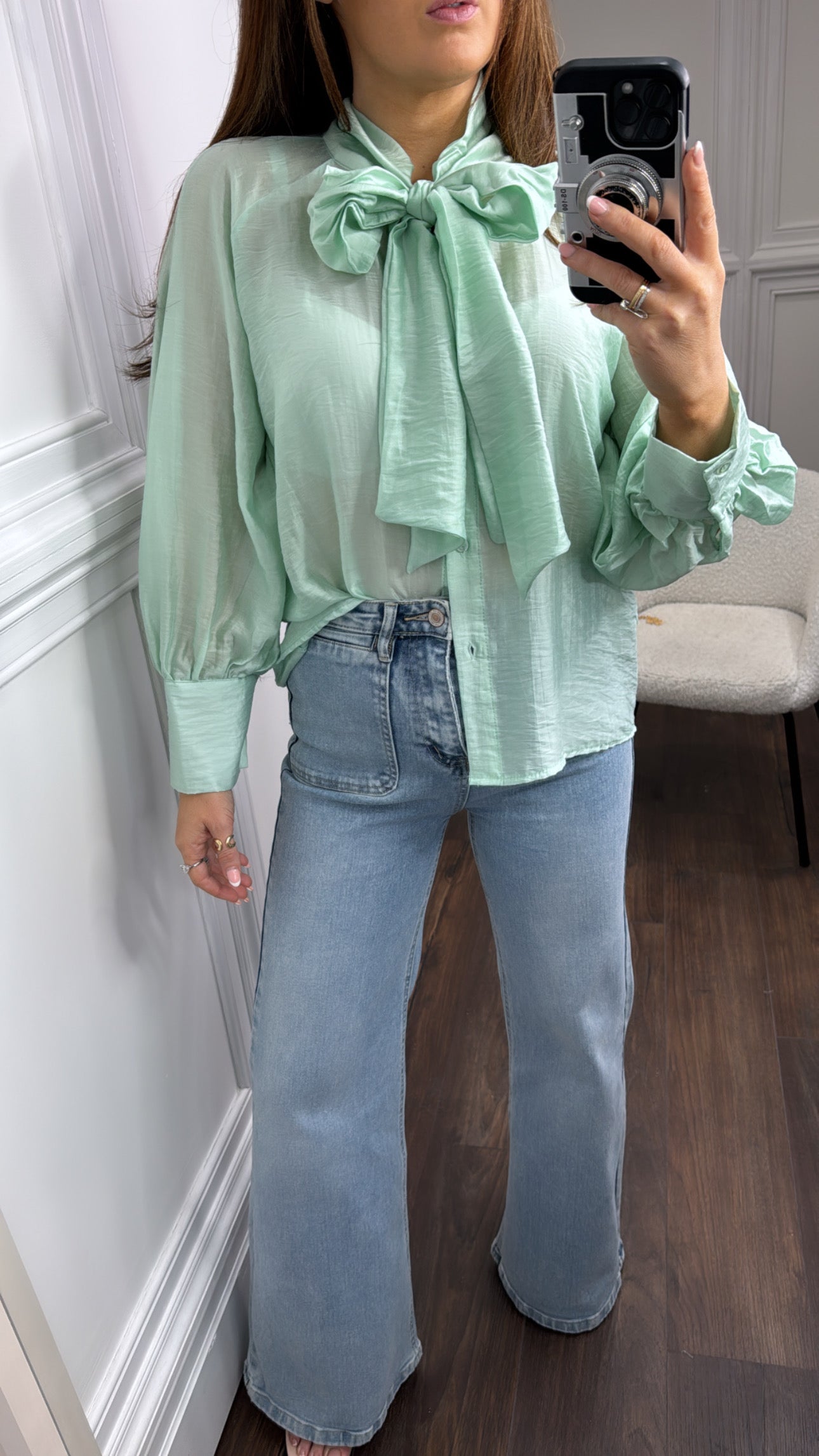 LUELLA mint tie detail blouse