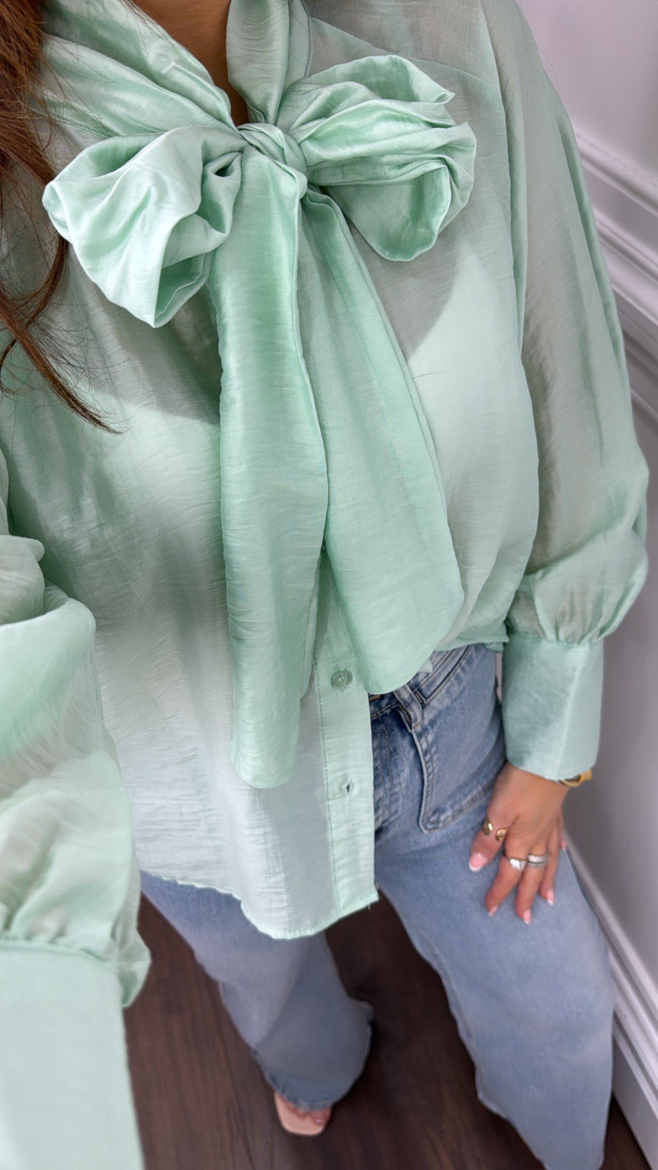 LUELLA mint tie detail blouse