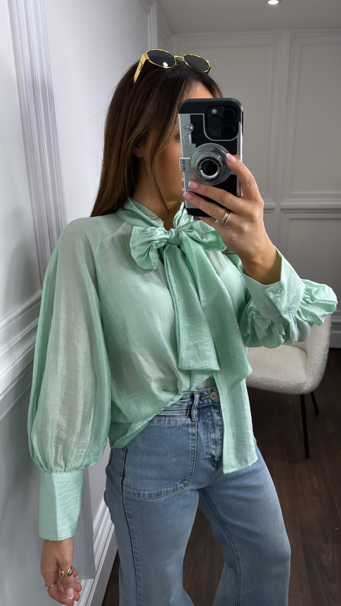 LUELLA mint tie detail blouse