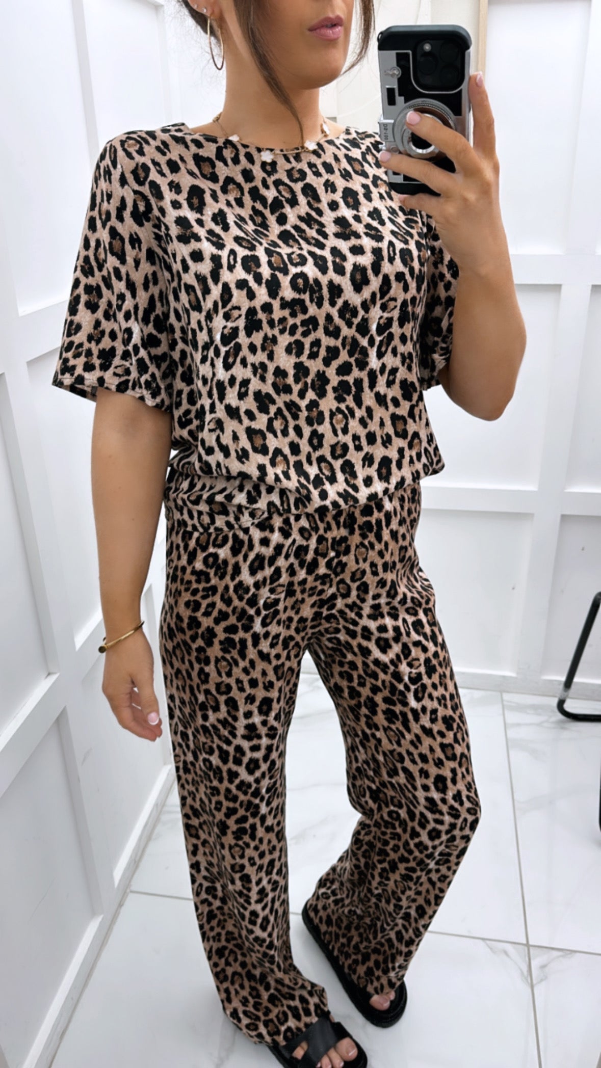 YASMINE leopard print top & trousers co-ord set