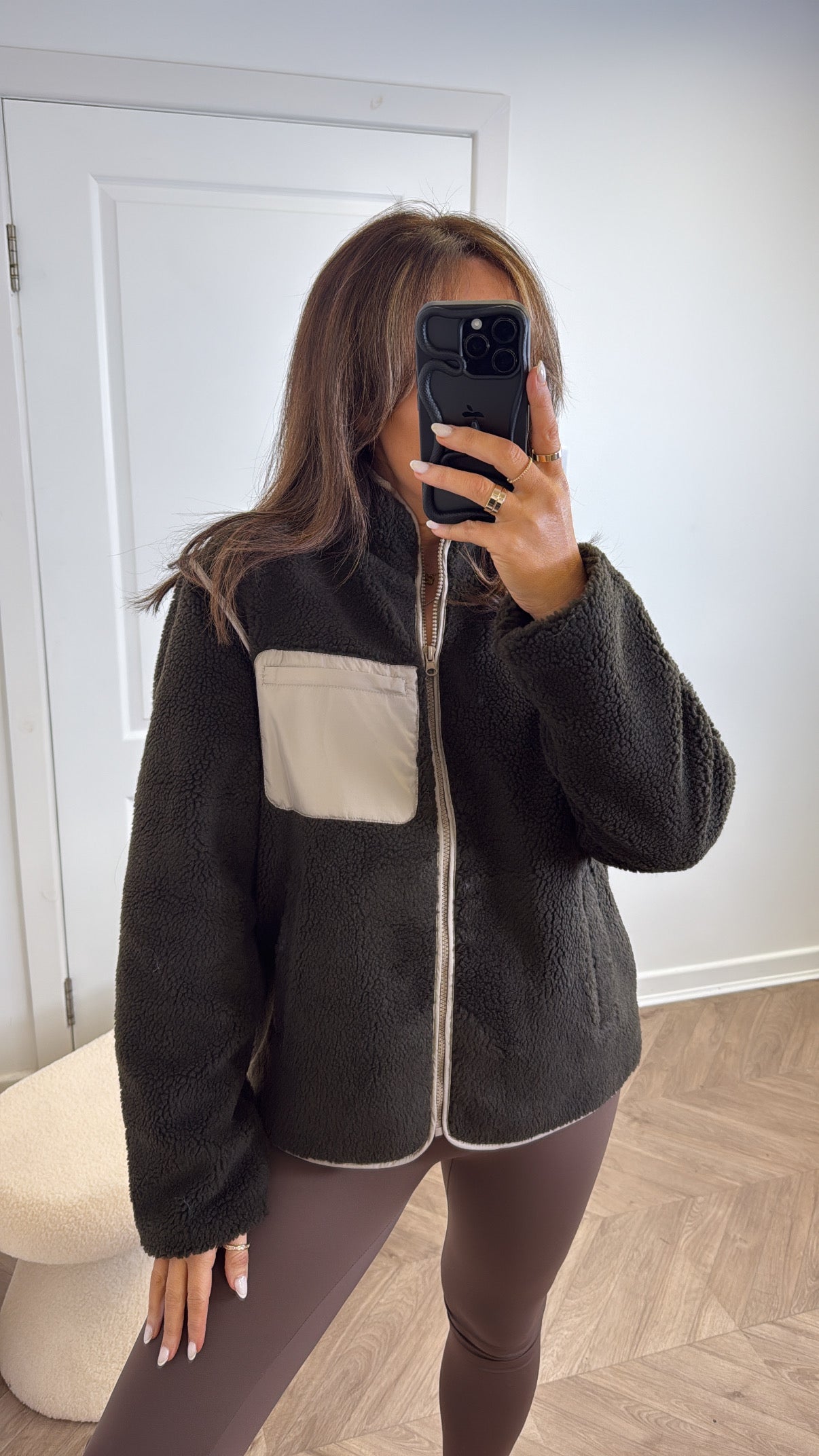 ZIA dark khaki teddy fleece