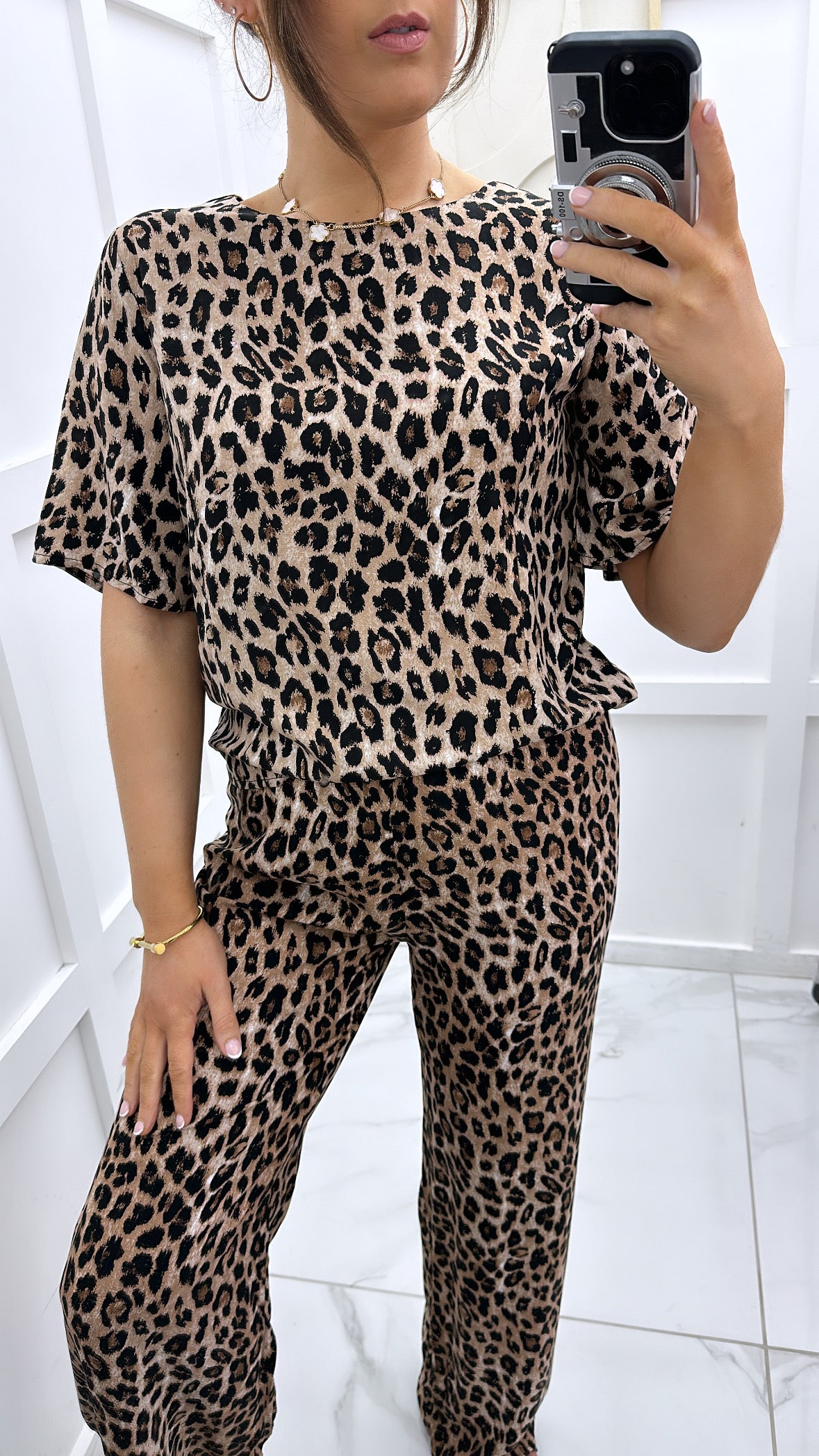 YASMINE leopard print top & trousers co-ord set