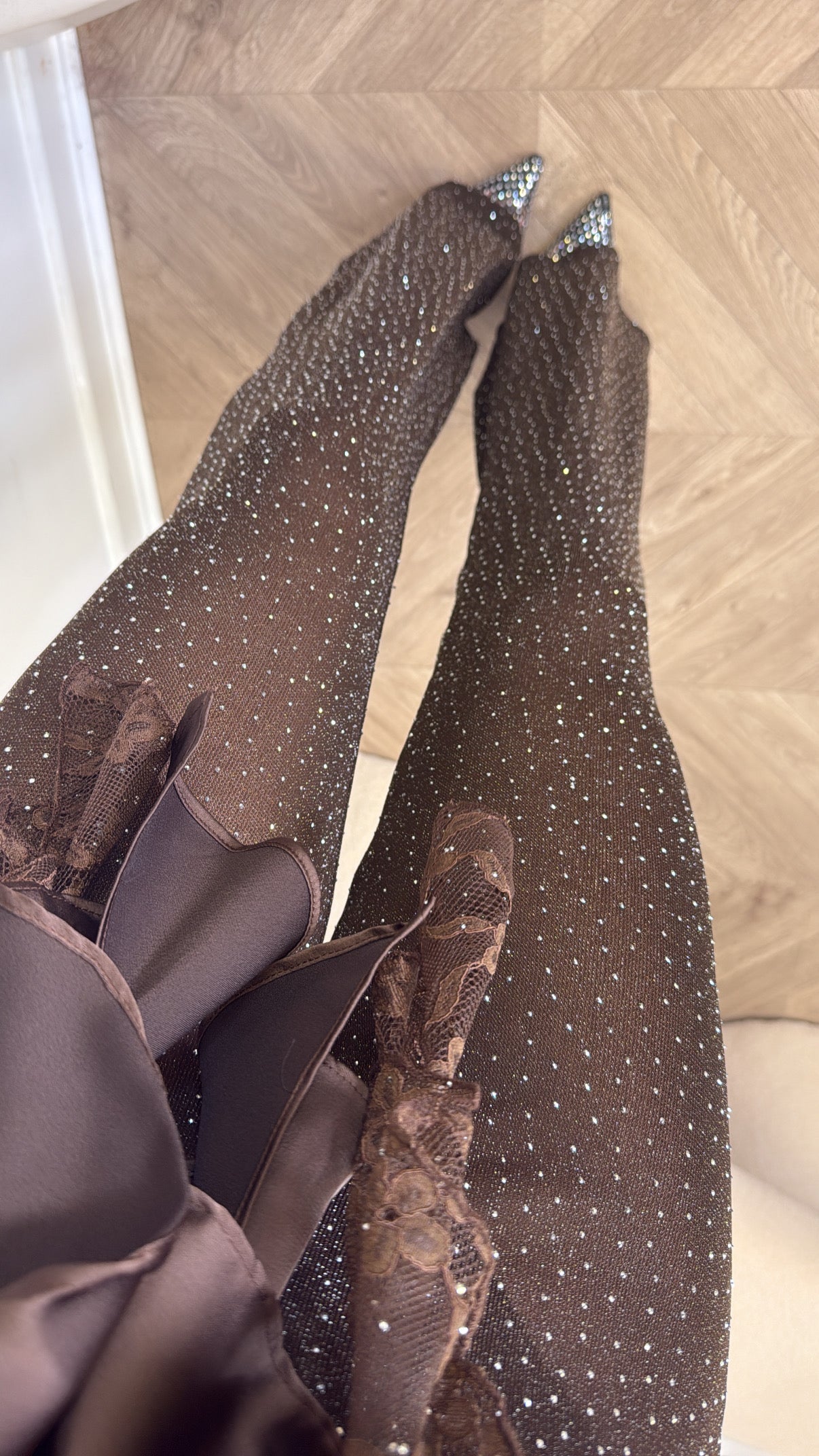 SADIE brown stud mesh flares