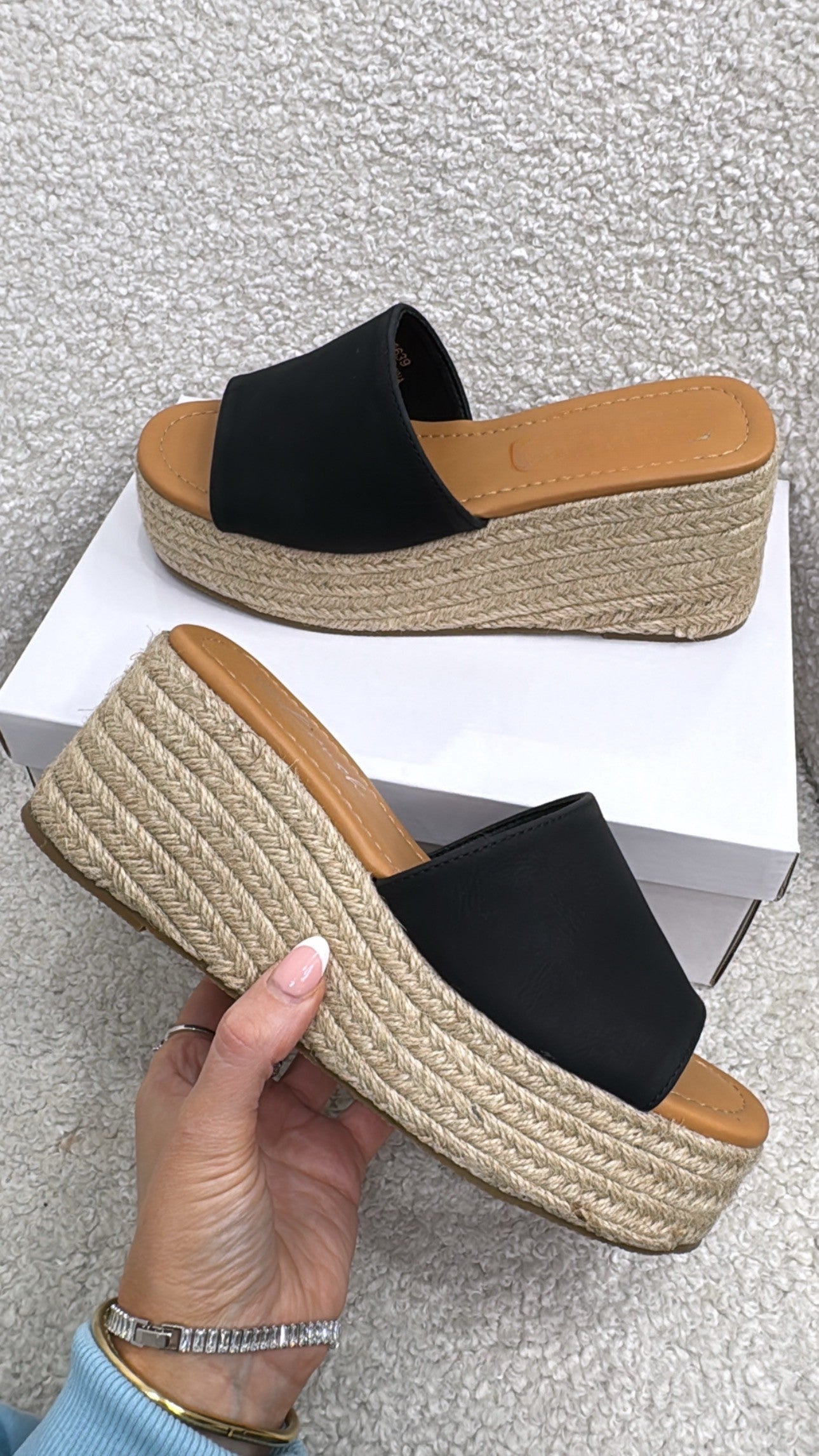 EBONY black espadrille wedges